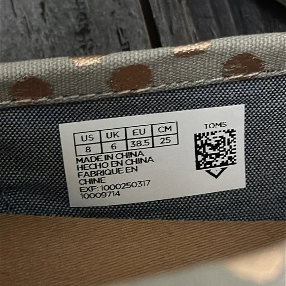 NWOT TOMS Classic Drizzle Grey/Rose Gold Foil Polka Dot Slip-Ons - Picture 11 of 13